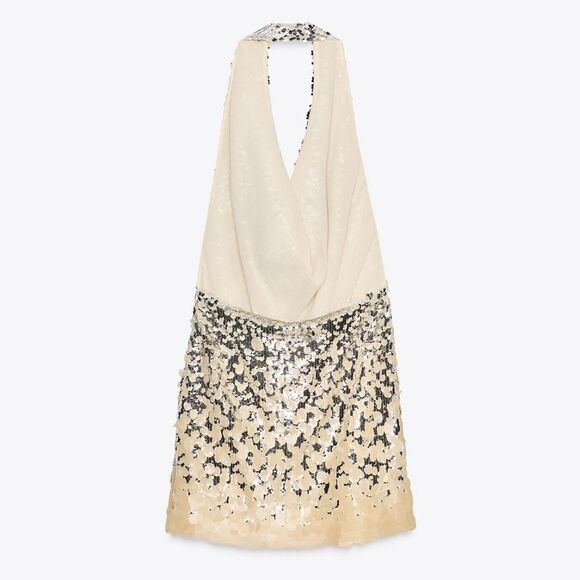 NWTโZARA ZW COLLECTION SEQUIN HALTER DRESS - Picture 14 of 16